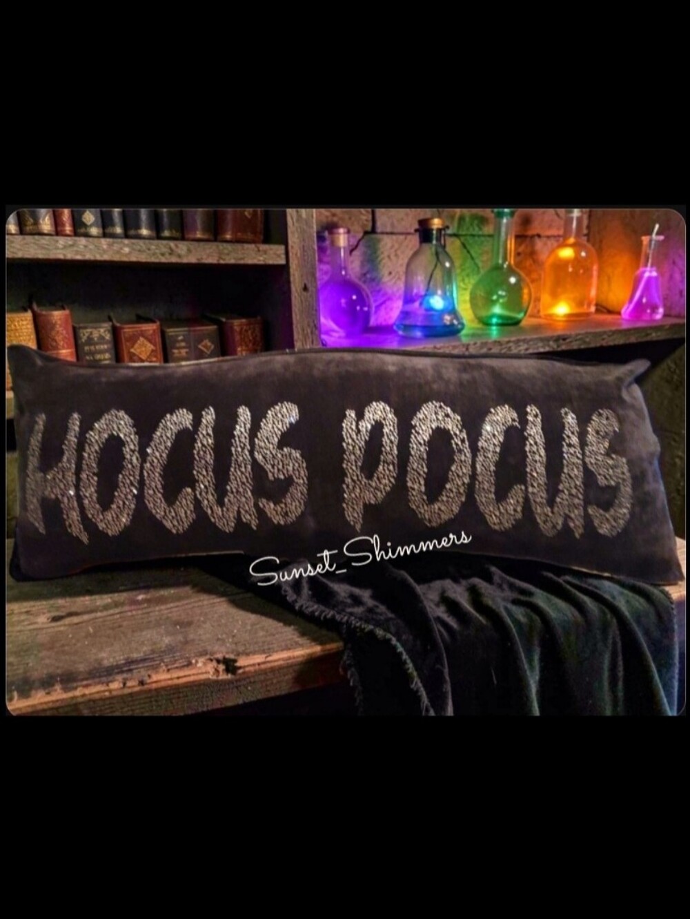 36" Magaschoni Glam Halloween Rhinestone Hocus Pocus Lumbar  Pillow Gothic New
